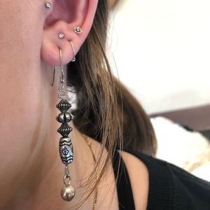 Homemade pink pearl earrings